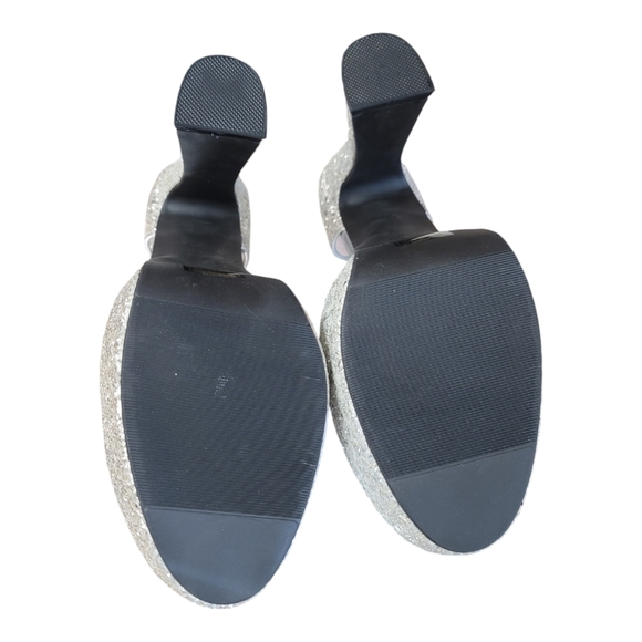 Ellie Heels Women's Size 11 Silver Open Toe With Buckle Ankle Straps 5.5" Shoe - Picture 5 of 13